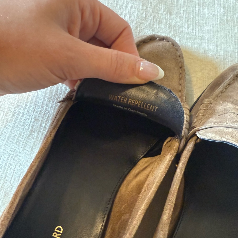 Veronica Beard Taupe Suede Penny Loafers - Picture 3 of 6